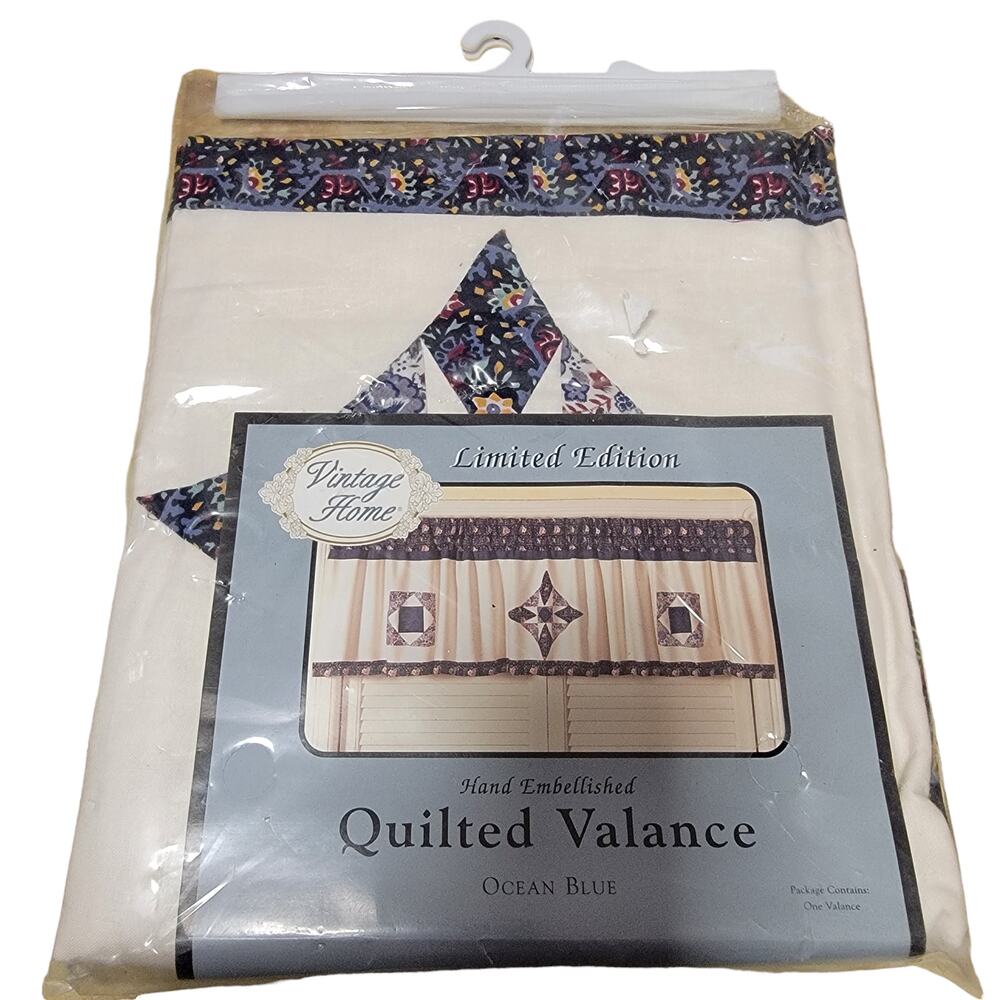 Vintage Home limited edition Quilted Valance NWT ocean blue floral